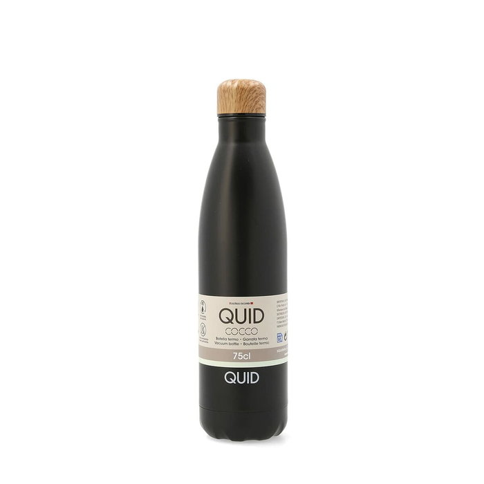 Quid Cocco Bouteille Thermos Inox 0,75L Noir Mate Double Paroi 12h Thermique Anti-fuite Sans BPA