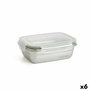 Bidasoa Récipient Rectangulaire Hermétique Acier Inoxydable Theo 17x13x6 cm, 550 mL, Lot de 6