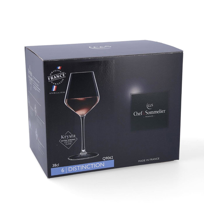 Chef & Sommelier Distinction Verre à Vin Transparent 38 cL - Lot de 6