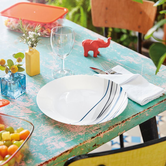 Arcopal Assiette à Dessert Opal Athenais Bleu 18 cm (12 Unités) Verre Trempé Extra Résistant