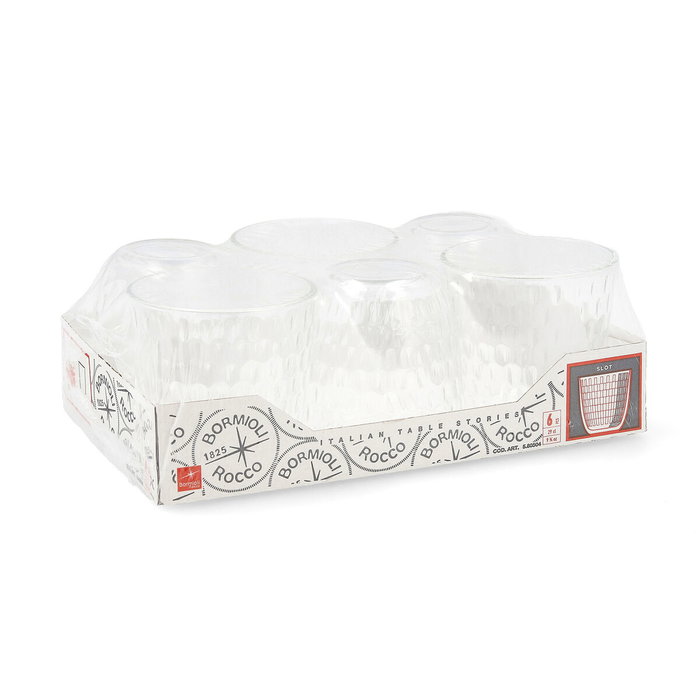 Bormioli Rocco Set de 6 Verres Bas Slot 29 cL en Verre Transparent avec Relief