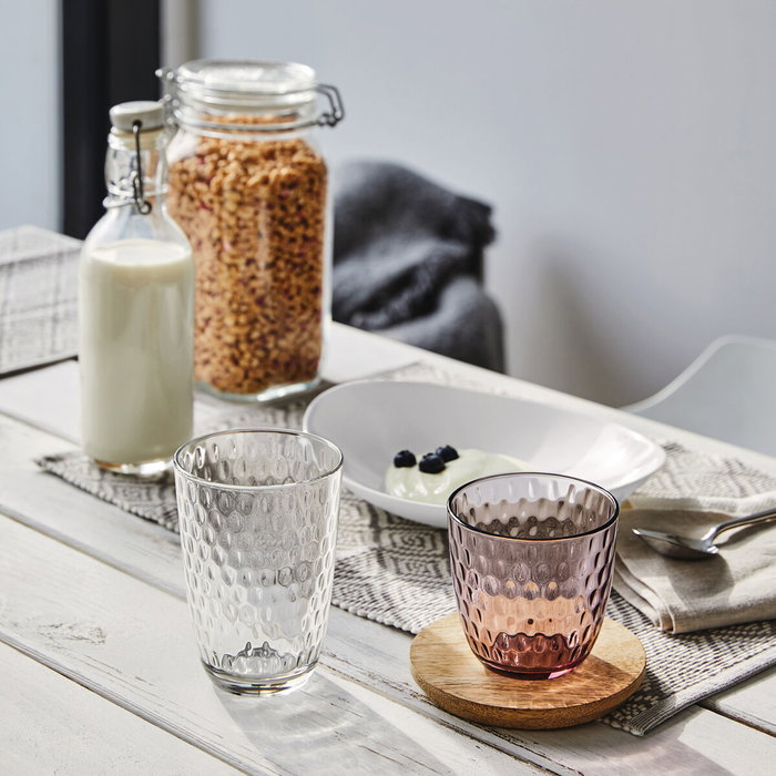 Bormioli Rocco Lot de 6 Verres Bas Slot 29 cL en Verre Rose Relief Fabriqué en Italie Bormioli Rocco Lot de 6 Verres Bas Slot 29 cL en Verre Rose Relief Fabriqué en Italie