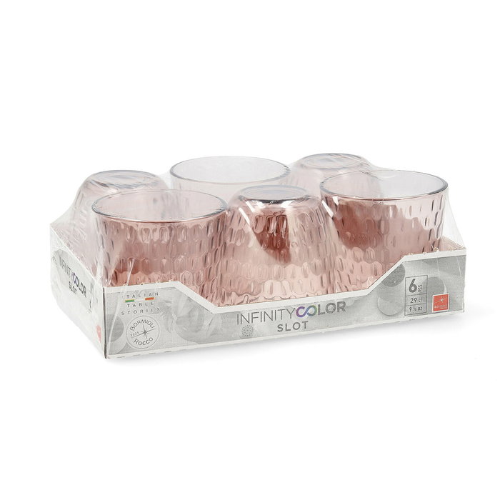 Bormioli Rocco Lot de 6 Verres Bas Slot 29 cL en Verre Rose Relief Fabriqué en Italie Bormioli Rocco Lot de 6 Verres Bas Slot 29 cL en Verre Rose Relief Fabriqué en Italie