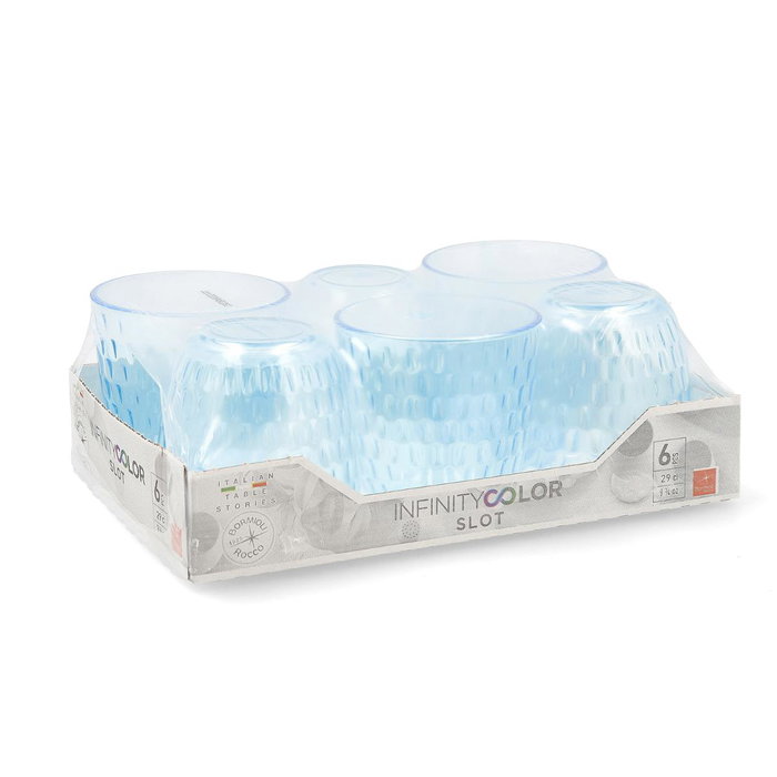 Bormioli Rocco Set 6 Verres Bas Slot 29 cL en Verre Bleu