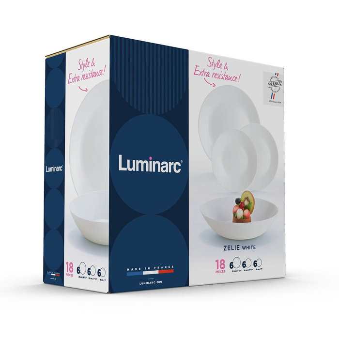 Luminarc Service de Vaisselle Opal Zelie 18 Pièces - 6 Personnes