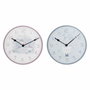 Horloge Murale DKD Home Decor Bleu Rose Bois Métal Plastique Bois MDF Enfant Oiseau 24 x 3 x 24 cm (2 Unités)