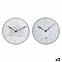 Horloge Murale DKD Home Decor Bleu Rose Bois Métal Plastique Bois MDF Enfant Oiseau 24 x 3 x 24 cm (2 Unités)