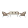 Ensemble Canapé + Table DKD Home Decor MB-179038 Jardin Beige Métal Aluminium Corde 151,5 x 72 x 70 cm (4 pcs)