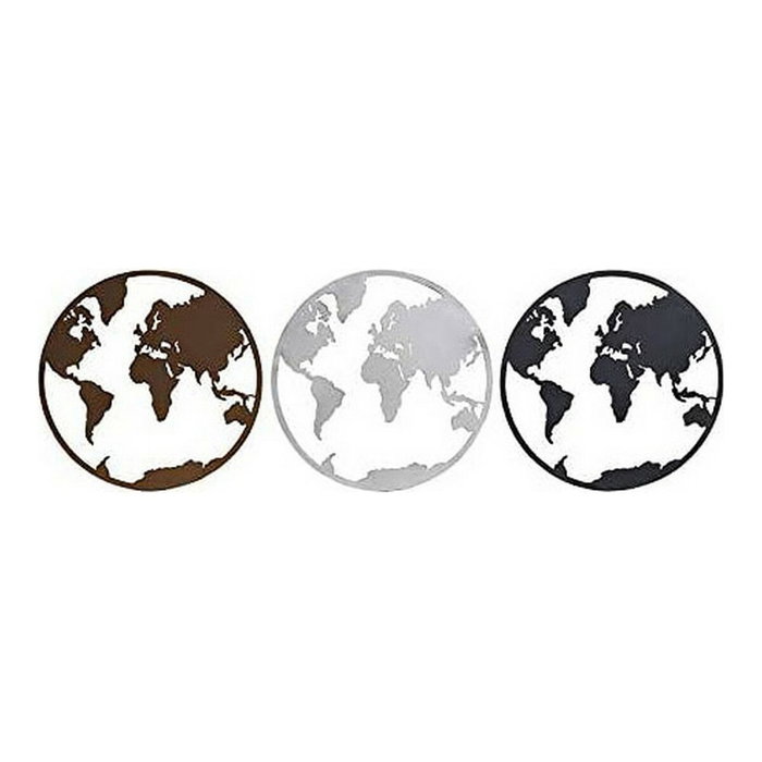 DKD Home Decor Figurine Décorative Mappemonde Noir Cuivre Blanc (3 Pièces)