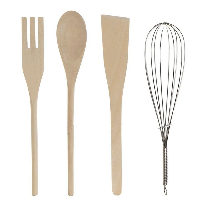 Pot pour ustensiles de cuisine DKD Home Decor Acier inoxydable Pin Dolomite 11,5 x 11,5 x 26 cm 1 L