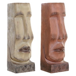 Cache-pot DKD Home Decor 16 x 17 x 49 cm Visage Beige Terre cuite Résine (2 Unités)