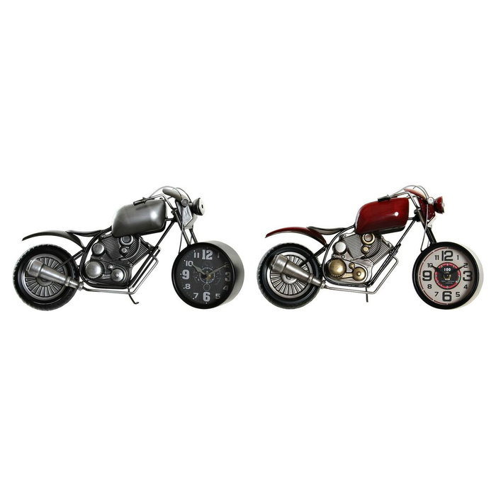 Horloge de table DKD Home Decor Rouge Gris Moto Motocyclette Vintage (2 Unités) (2 Pièces) Horloge de table DKD Home Decor Rouge Gris Moto Motocyclette Vintage (2 Unités) (2 Pièces)