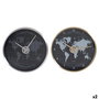 Horloge Murale DKD Home Decor Noir Doré Argenté Aluminium Verre Mappemonde 30 x 4,3 x 30 cm (2 Unités)