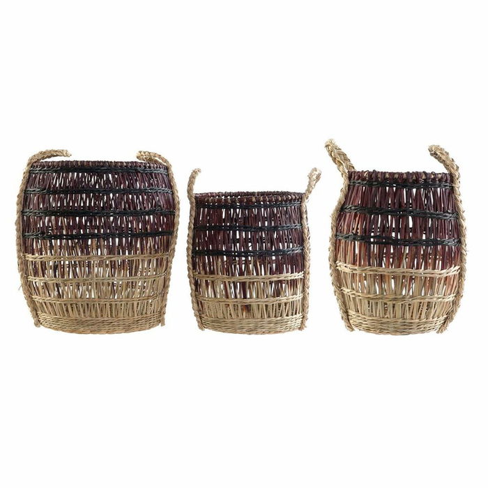 Set de basket DKD Home Decor Naturel Lila Herbier marin (3 Pièces) Set de basket DKD Home Decor Naturel Lila Herbier marin (3 Pièces)