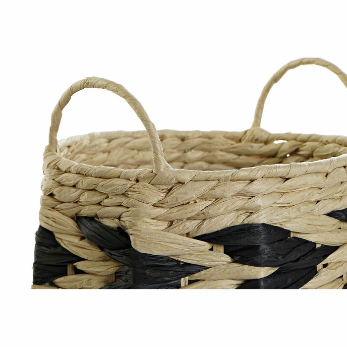 Set de basket DKD Home Decor Noir Marron Clair Fibre naturelle (2 Pièces) Set de basket DKD Home Decor Noir Marron Clair Fibre naturelle (2 Pièces)