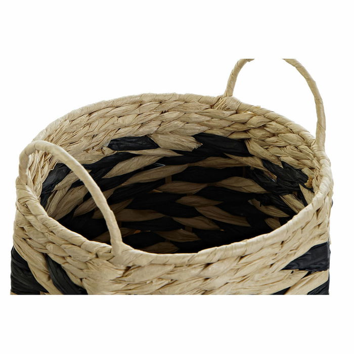 Set de basket DKD Home Decor Noir Marron Clair Fibre naturelle (2 Pièces) Set de basket DKD Home Decor Noir Marron Clair Fibre naturelle (2 Pièces)