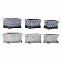 Panier Multi-usages DKD Home Decor Blanc Marron Gris Blue marine Feuille d'une plante Boho 40 x 30 x 24 cm Plastique 3 Pièces (2