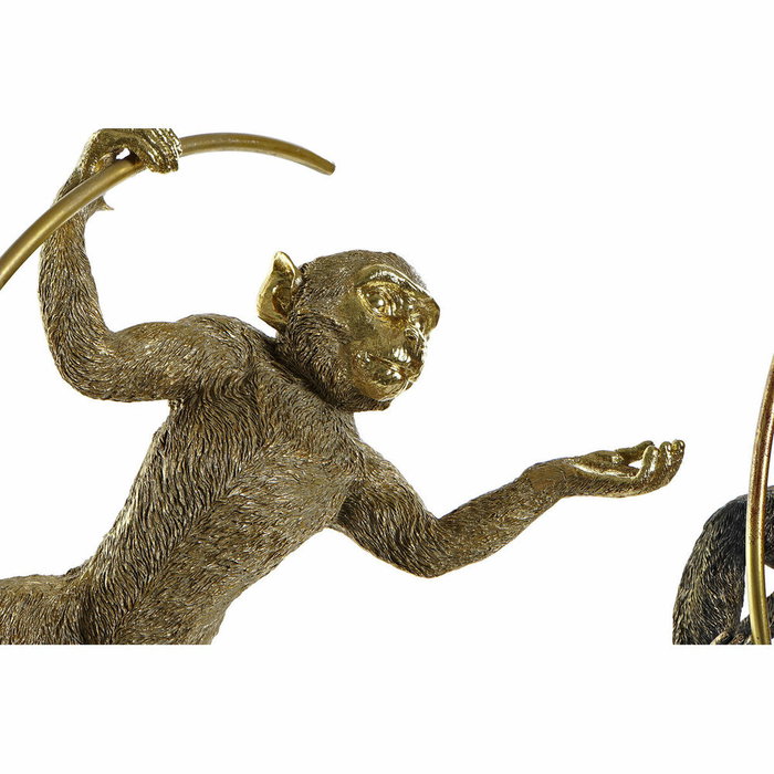DKD Home Decor Figurine Décorative Singe Moderne Noir et Doré (Lot de 2)