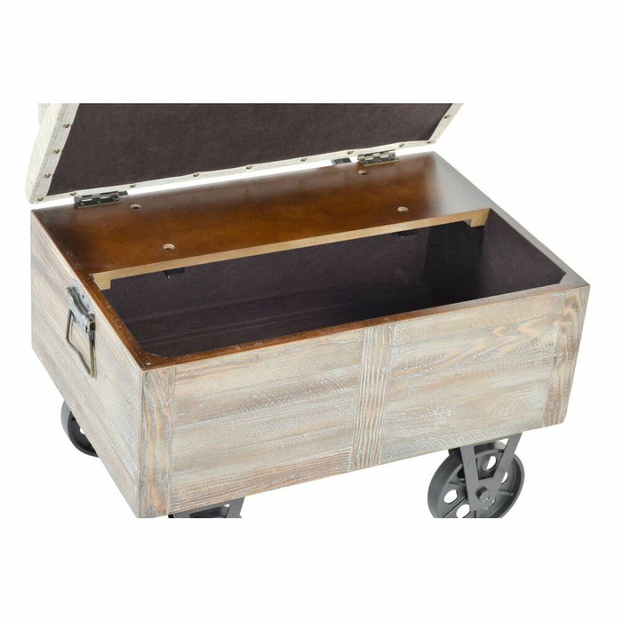 Banquette DKD Home Decor Sapin Naturel Noir Beige Polyester (61 x 51 x 77 cm)