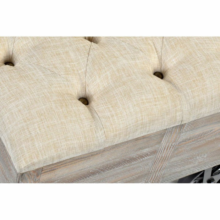 Banquette DKD Home Decor Sapin Naturel Noir Beige Polyester (61 x 51 x 77 cm)
