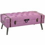 Banquette DKD Home Decor Métal Polyester Fuchsia Bois MDF (102 x 42 x 40,5 cm)