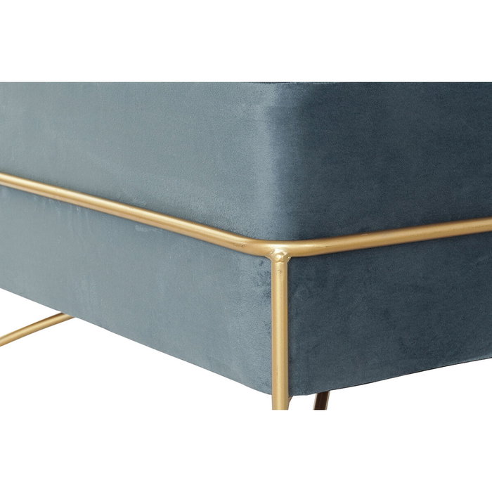 Banquette DKD Home Decor Mousse Bleu Doré Métal Polyester Velours Bois MDF (80 x 80 x 42 cm)