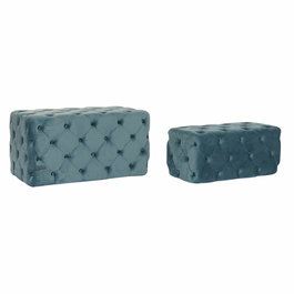 Banquette DKD Home Decor Bleu Polyester Velours Bois MDF (88 x 53 x 48 cm)