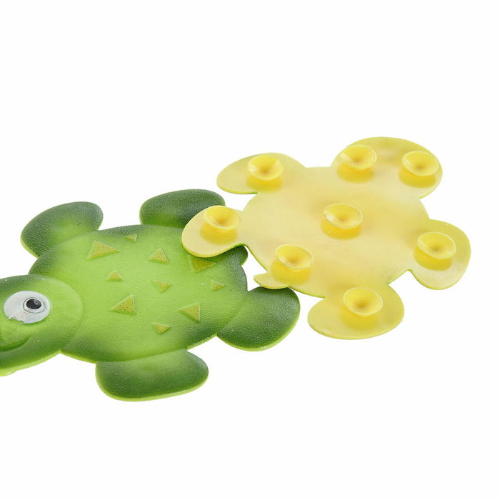 Tapis de bain DKD Home Decor 11,5 x 1 x 10 cm Vert Jaune Enfant Tortue PVC 10 cm (2 Unités)