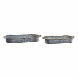 Centre de Table DKD Home Decor Marron Gris Fer 51 x 26 x 7 cm (2 Unités)