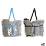 Sac de plage DKD Home Decor Bleu Marron Vert Gris Menthe PVC Toile 44 x 23 x 62 cm (2 Unités)