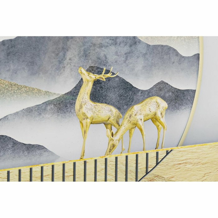 DKD Home Decor Jeu de 3 tableaux Aluminium Bois MDF 200 x 3 x 70 cm