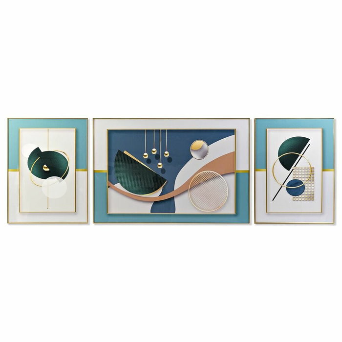 DKD Home Decor Jeu de 3 tableaux Aluminium Bois MDF 240 x 3 x 80 cm DKD Home Decor Jeu de 3 tableaux Aluminium Bois MDF 240 x 3 x 80 cm