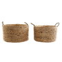 Set de basket DKD Home Decor Marron Naturel Joncs (2 Pièces)
