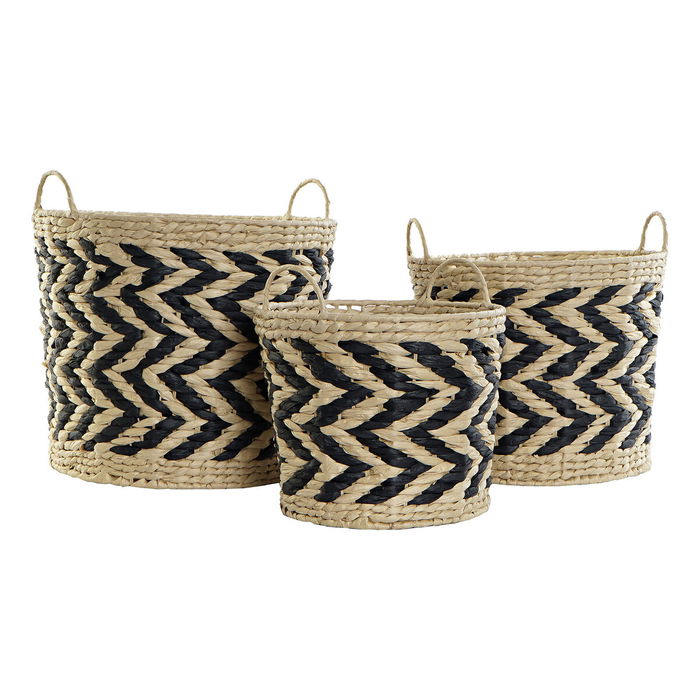 Set de basket DKD Home Decor Noir Marron Clair Fibre naturelle (3 Pièces) (3 Unités) Set de basket DKD Home Decor Noir Marron Clair Fibre naturelle (3 Pièces) (3 Unités)