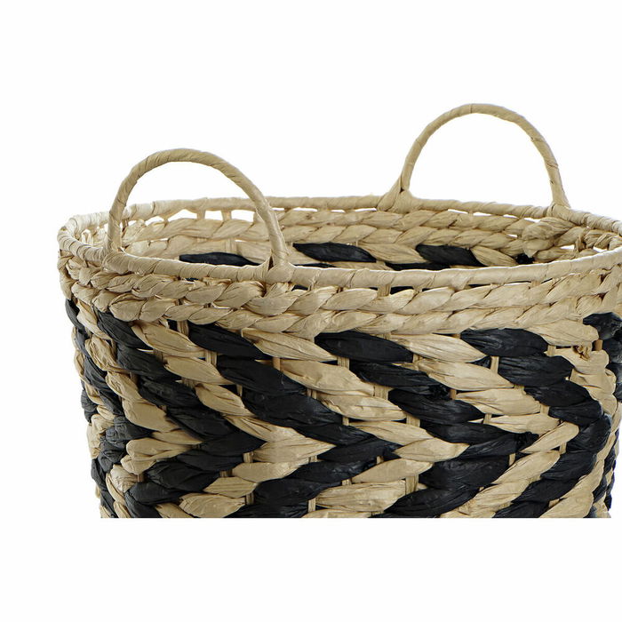 Set de basket DKD Home Decor Noir Marron Clair Fibre naturelle (3 Pièces) (3 Unités) Set de basket DKD Home Decor Noir Marron Clair Fibre naturelle (3 Pièces) (3 Unités)