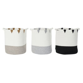 Lot de paniers DKD Home Decor Blanc Noir Gris Moutarde (3 Unités)