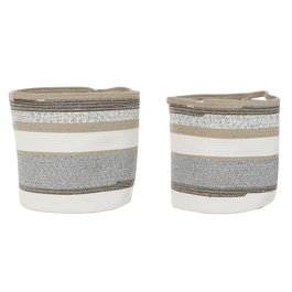 Set de basket DKD Home Decor Blanc Gris Naturel Jute (2 Pièces)