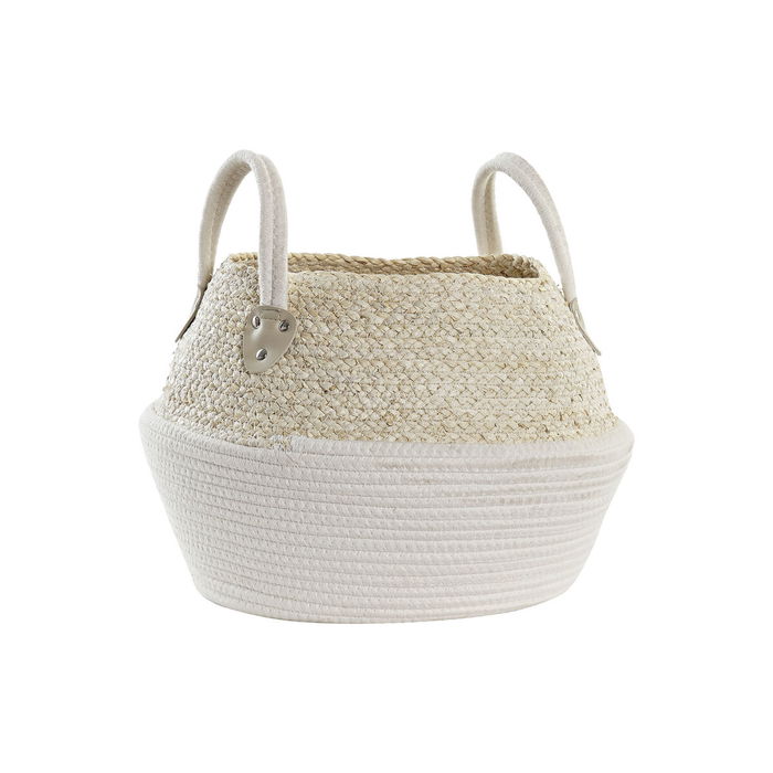 Panier DKD Home Decor Blanc Naturel Fibre naturelle 37 x 37 x 25 cm Panier DKD Home Decor Blanc Naturel Fibre naturelle 37 x 37 x 25 cm