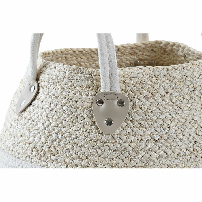 Panier DKD Home Decor Blanc Naturel Fibre naturelle 37 x 37 x 25 cm Panier DKD Home Decor Blanc Naturel Fibre naturelle 37 x 37 x 25 cm