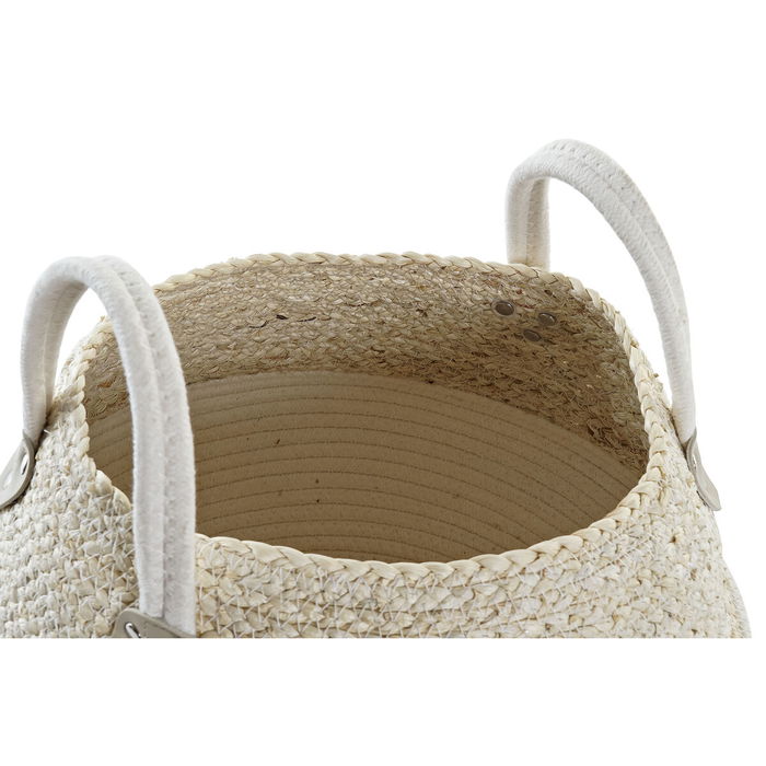 Panier DKD Home Decor Blanc Naturel Fibre naturelle 37 x 37 x 25 cm Panier DKD Home Decor Blanc Naturel Fibre naturelle 37 x 37 x 25 cm