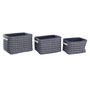 Set de basket DKD Home Decor Blanc Blue marine 38 x 28 x 25 cm 3 Pièces (3 Unités)