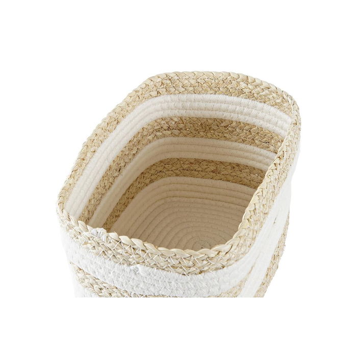 Panier DKD Home Decor Blanc Beige Fibre naturelle 28 x 20 x 18 cm Panier DKD Home Decor Blanc Beige Fibre naturelle 28 x 20 x 18 cm