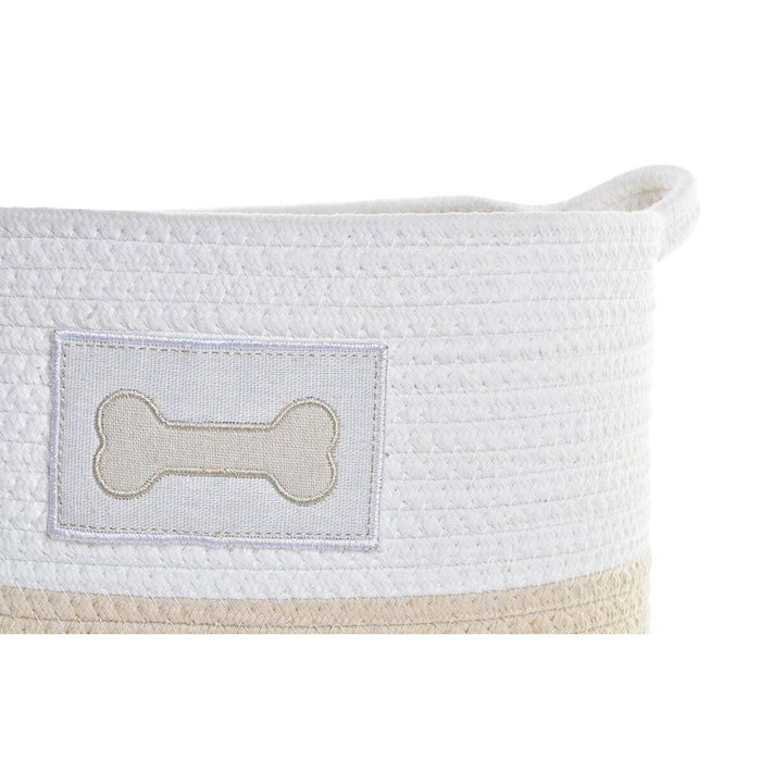Set de basket DKD Home Decor Blanc Crème 43 x 30 x 23 cm 2 Pièces