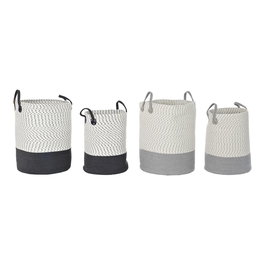 Set de basket DKD Home Decor Blanc Gris Gris clair (2 Pièces) (2 Unités)