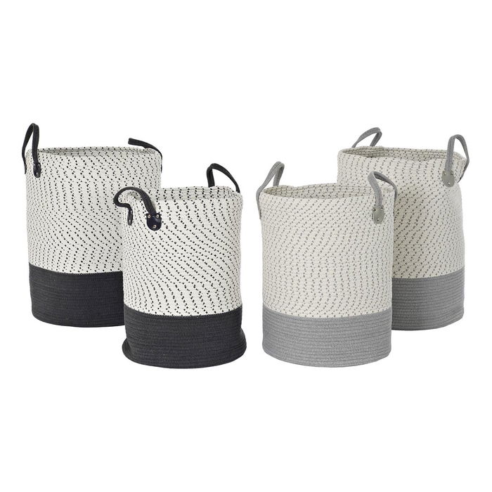 Set de basket DKD Home Decor Blanc Gris Gris clair (2 Pièces) (2 Unités)