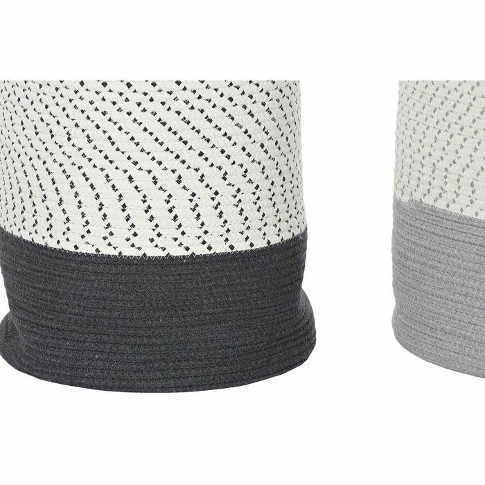 Set de basket DKD Home Decor Blanc Gris Gris clair (2 Pièces) (2 Unités)