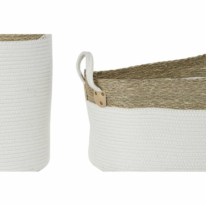 Set de basket DKD Home Decor Blanc Marron Fibre naturelle 41 x 41 x 52,5 cm Set de basket DKD Home Decor Blanc Marron Fibre naturelle 41 x 41 x 52,5 cm