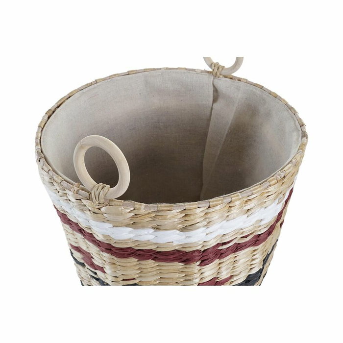 Set de basket DKD Home Decor Blanc Noir Bordeaux Naturel Fibre naturelle (3 Pièces)
