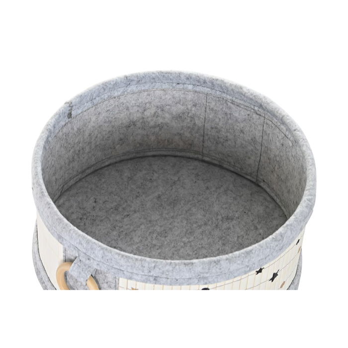 Lot de paniers DKD Home Decor Blanc Noir Gris Doré Bambou Etoiles 41 x 31 x 42 cm 4 Pièces