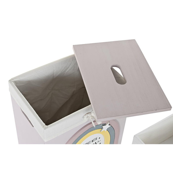 Lot de paniers DKD Home Decor Jaune Blanc Gris Rose Bois de paulownia Enfant 40 x 30 x 55 cm 5 Pièces (5 Unités)